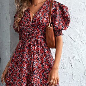 Floral Puff Sleeve Mini Dress
